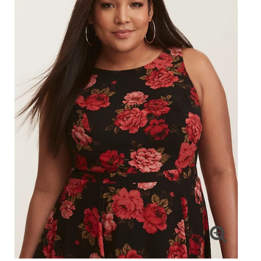 TORRID BLACK FLORAL GEORGETTE MAXI DRESS